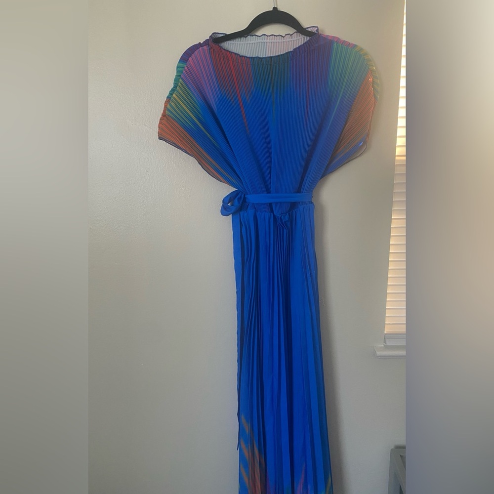 SHEIN - BLUE PLEATED DRESS - Picture 7 of 9
